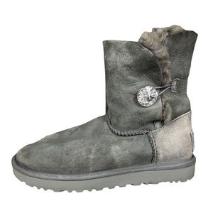 Ugg Shoes | Ugg Bailey Button Bling Crystal Boots | Color: Gray | Size: 7 | Barretotrading's Closet
